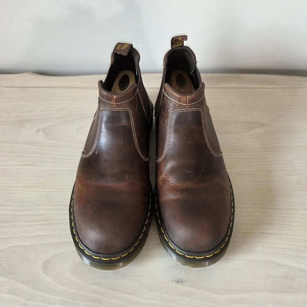 Dr. Martens Penly Chelsea Boots Dark Brown Greenland Waxy Leather Men's Size 14